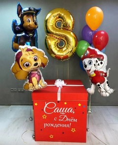 Коробка с шарами Сюрприз "Щенки"