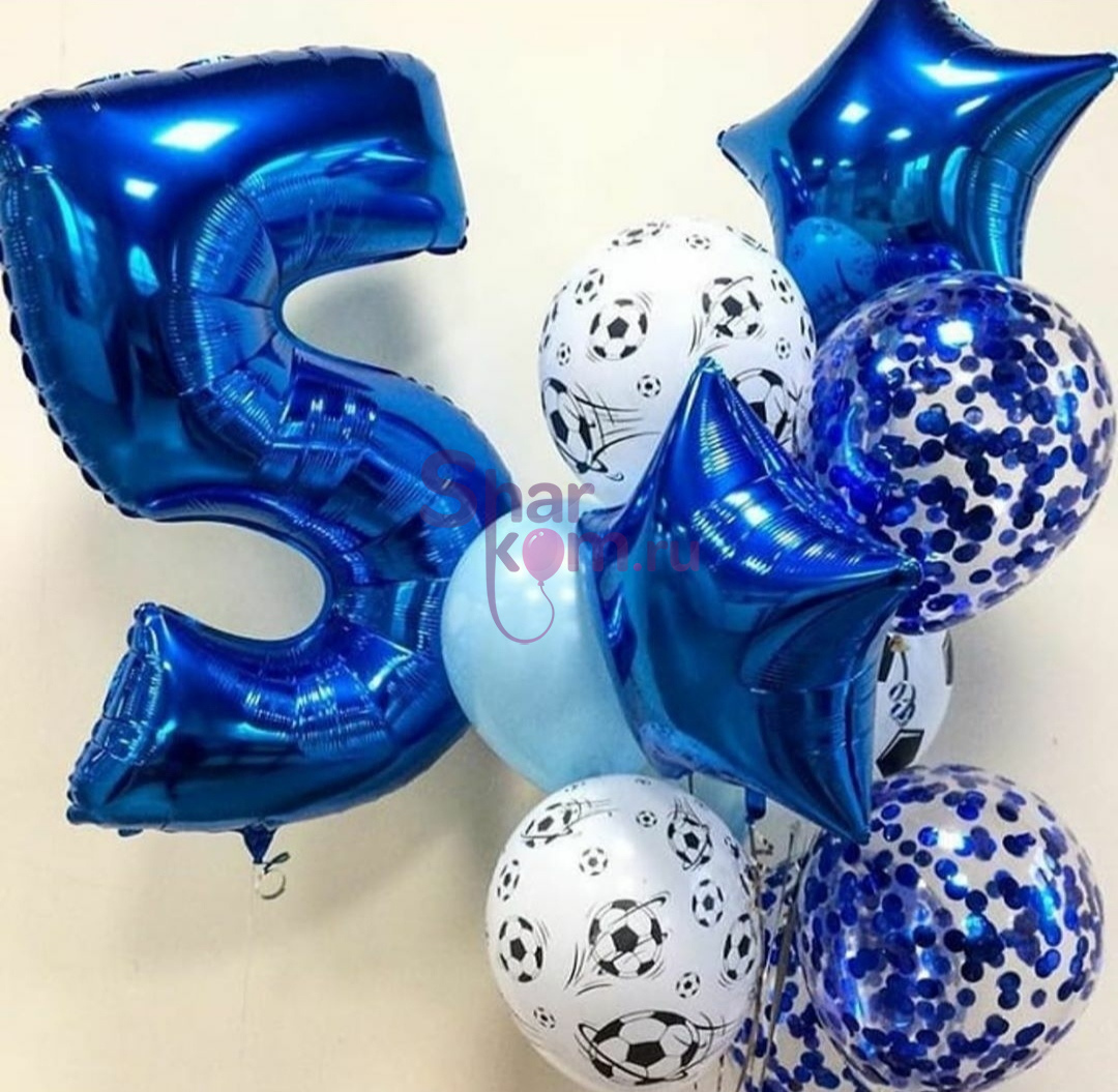 Композиция из шаров "Футбол с синими шарами"