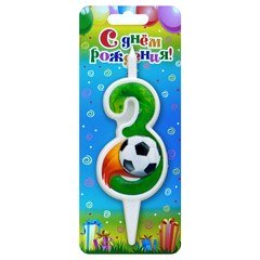 Свеча "Цифра 3" Футбольный мяч