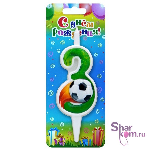 Свеча "Цифра 3" Футбольный мяч