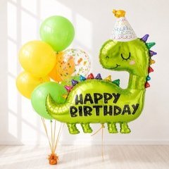 Композиция из шаров "Динозаврик с ДР" ( Динозаврик Happy Birthday)