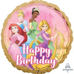 Фольгированный круг "Принцессы c ДР" ( Принцессы Happy Birthday)