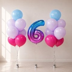 Композиция из шаров "Градиент на 6 лет" Розовый в голубой