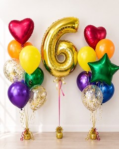 Композиция из шаров "Яркие фонтаны на 6 лет"