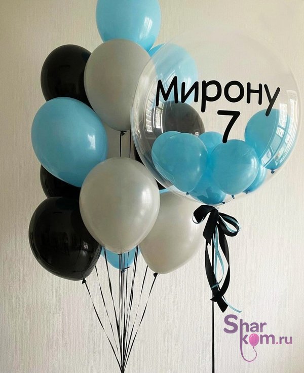 Композиция из шаров "Черно-голубой баблс"