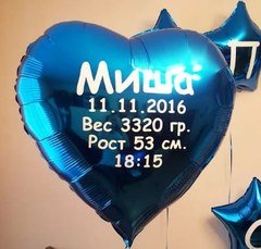 Большое сердце с метрикой для мальчика
