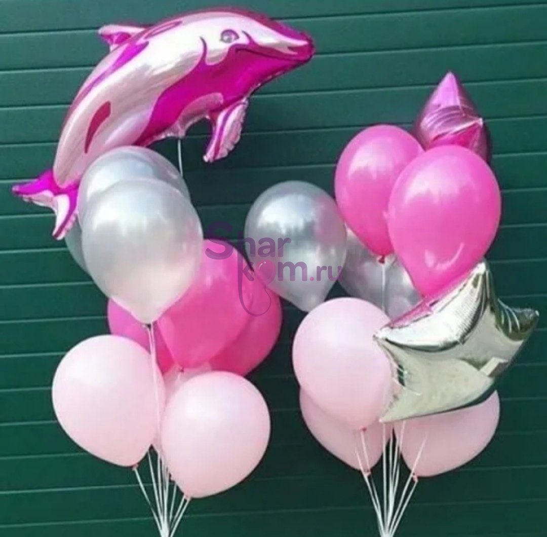 Композиция из шаров "Розовый дельфин для девочки"