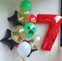 Композиция из шаров "Майнкрафт на 7 лет"