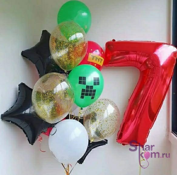 Композиция из шаров "Майнкрафт на 7 лет"