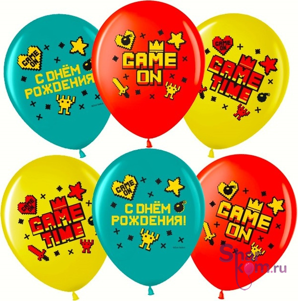 Шары "Время игры (Game Time), С Днем Рождения"