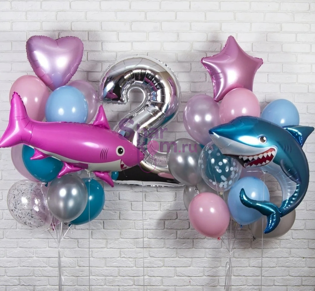 Композиция из шаров "Акулы для девочки"