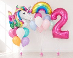 Композиция из шаров "Единорог и радуга"