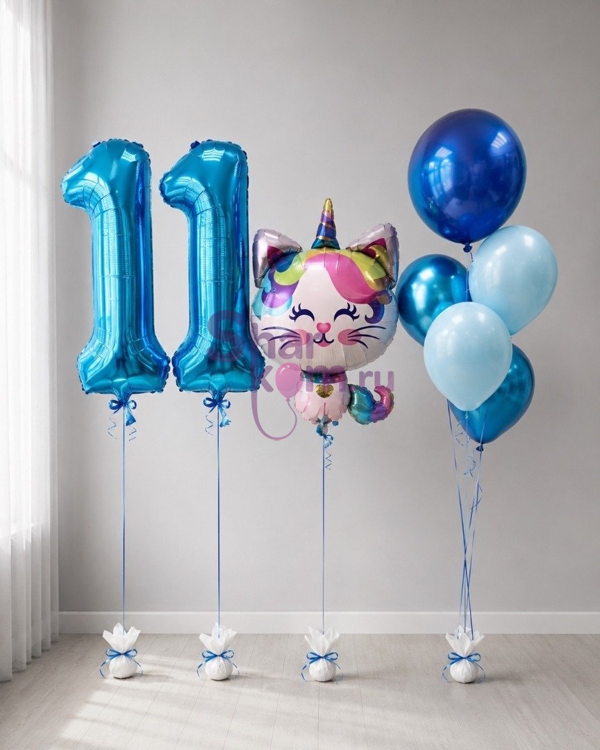 Композиция из шаров "С котиком на 11 лет"
