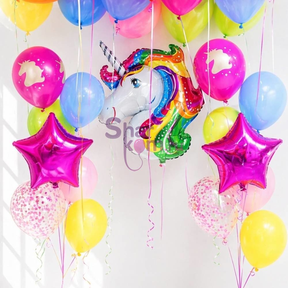 Композиция из шаров "Вау праздник с единорогом"