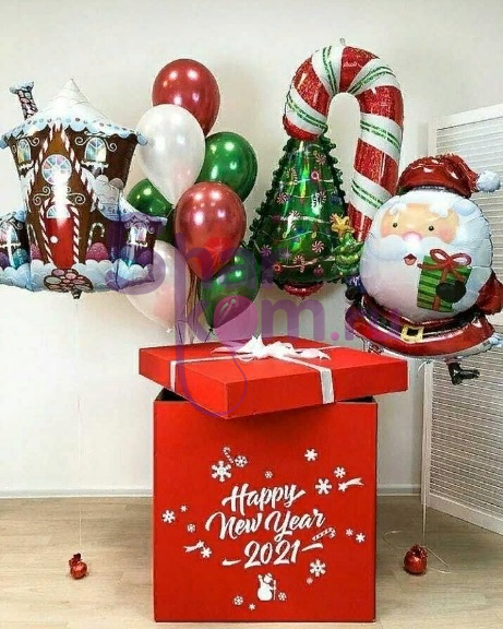 Коробка с шарами Сюрприз "Счастливого Нового года"