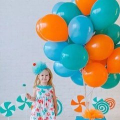 Облако из шаров "Оранжевый и тиффани"
