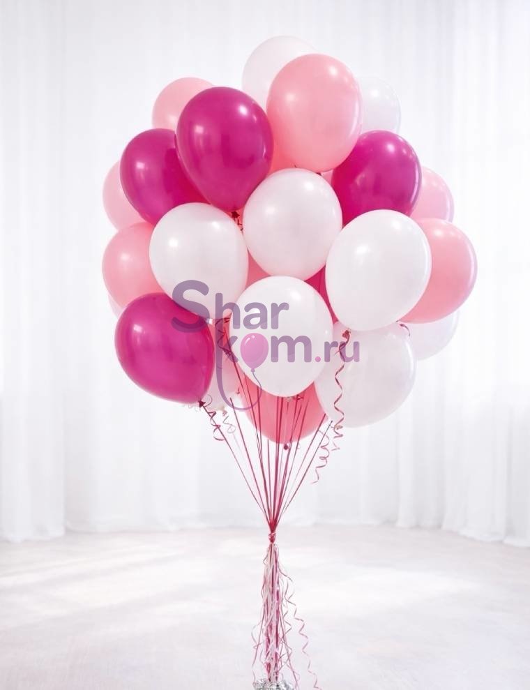 Облако из шаров "Розово-белые для девочки"