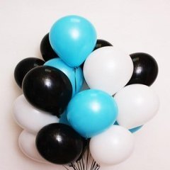 Облако из шаров "Черно-бело-голубое"