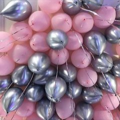 Шары "Розовые и серебро хром", 50 шт.