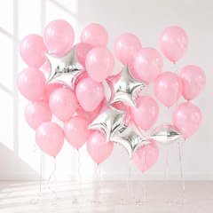 Шары "Розовые со звездами", 25 шт.