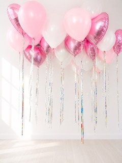 Шары "Розовые сердца с дождиком", 30 шт