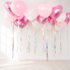 Шары "Розовые сердца с дождиком", 30 шт