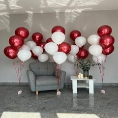Фонтаны из шаров "Красно-белый супер микс"