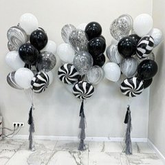 Фонтаны из шаров "Черно-белые с карамельками"