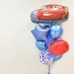 Фонтан из шаров "Молния Маквин в синих оттенках"