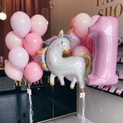 Композиция из шаров "Сонный единорог на 1 годик"