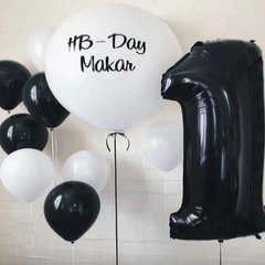 Композиция из шаров " С ДР (HB-Day)", черно-белая