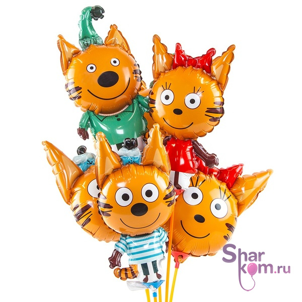 Фольгированная мини-фигура на палочке "3 кота"