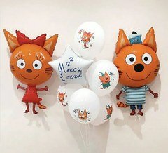 Композиция из шаров "На 3 года с Карамелькой и Коржиком"