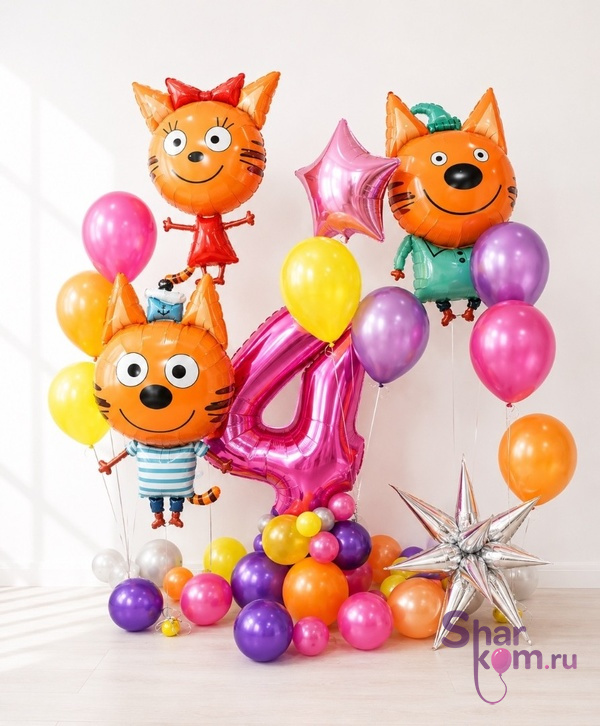 Композиция из шаров "3 кота Биг Бум"