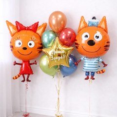 Композиция из шаров "Карамелька и Коржик с фонтаном"