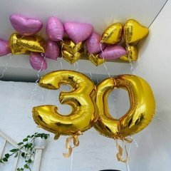 Композиция из шаров "На 30 лет с сердцами"
