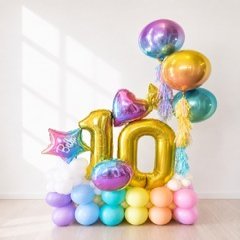 Композиция из шаров "Стойка Радуга на 10 лет"