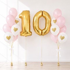 Композиция из шаров "Нежные фонтаны на 10 лет"