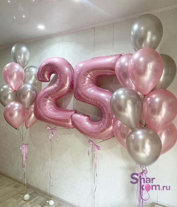 Композиция из шаров "На 25 лет", металлик