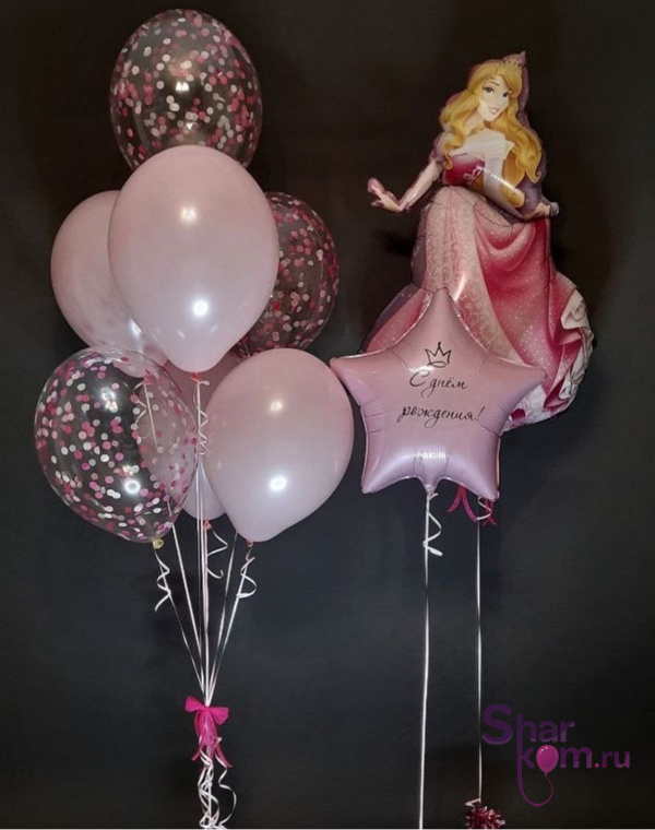 Композиция из шаров "Спящая красавица и звездочка"