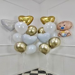 Композиция из шаров "Золотой мальчик", на выписку