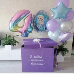 Коробка с шарами Сюрприз "Холодное сердце", сиреневая