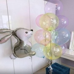 Композиция из шаров "Зайка и кристальные шары"