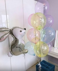 Композиция из шаров "Зайка и кристальные шары"