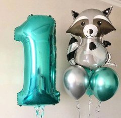 Композиция из шаров "Годик с енотиком"