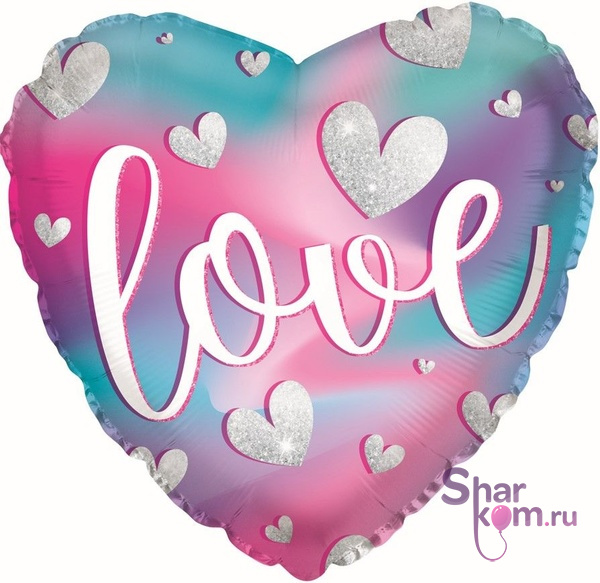 Фольгированное сердце "Любовь" градиент (Love)