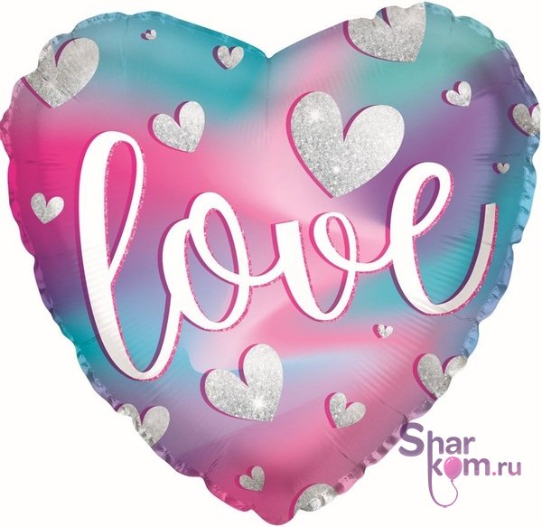 Фольгированное сердце "Любовь" градиент (Love)