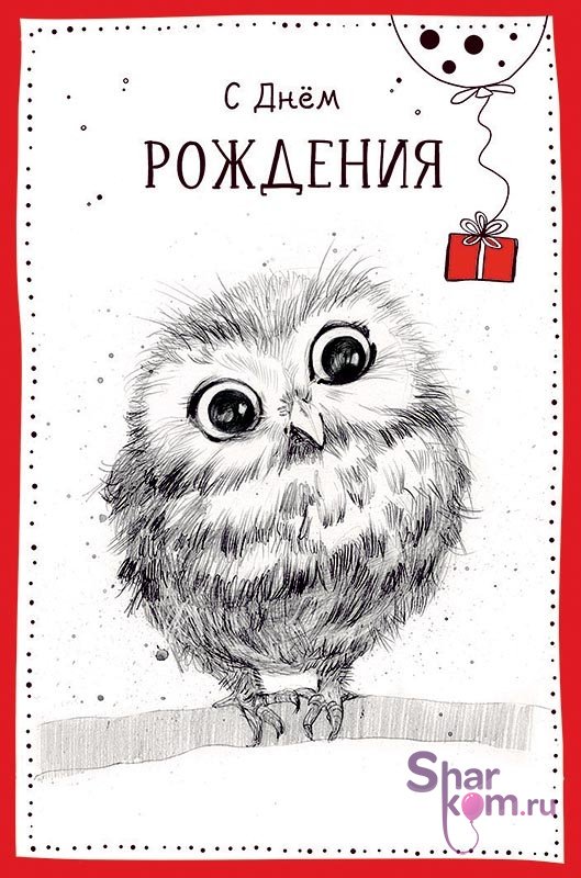 Открытка "С Днем Рождения", (совенок)