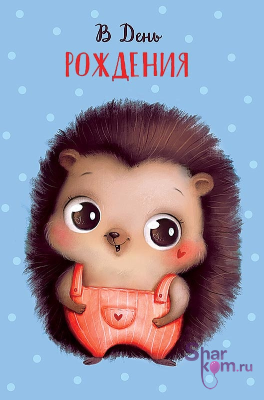 Открытка "В День Рождения", (ежик)