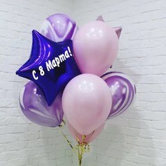 Фонтан из шаров "С 8 марта", сиреневый